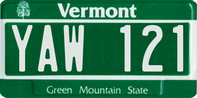 VT license plate YAW121