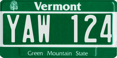 VT license plate YAW124