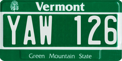VT license plate YAW126