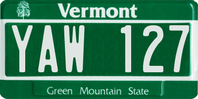 VT license plate YAW127