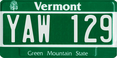 VT license plate YAW129
