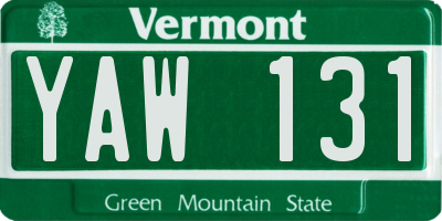 VT license plate YAW131