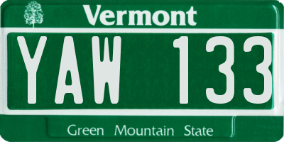 VT license plate YAW133