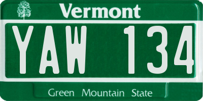 VT license plate YAW134
