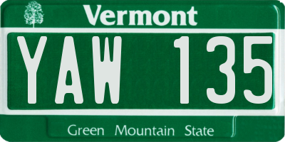 VT license plate YAW135