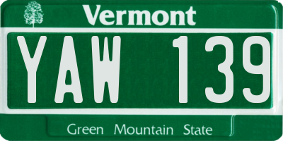 VT license plate YAW139
