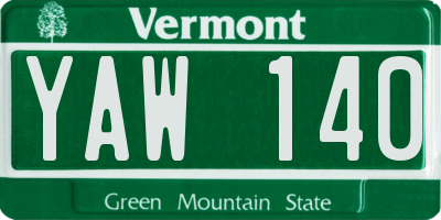 VT license plate YAW140