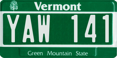 VT license plate YAW141