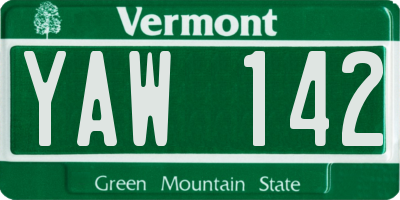 VT license plate YAW142