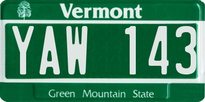 VT license plate YAW143