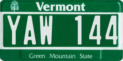 VT license plate YAW144