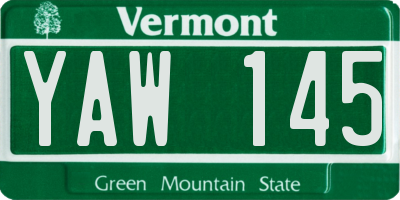 VT license plate YAW145