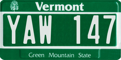VT license plate YAW147