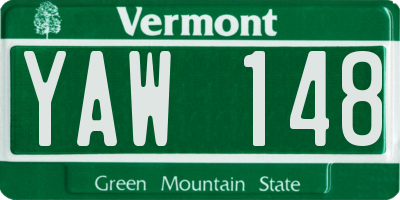 VT license plate YAW148
