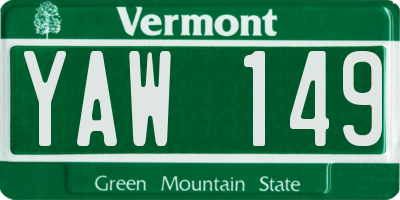 VT license plate YAW149