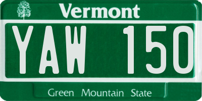 VT license plate YAW150