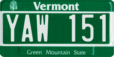 VT license plate YAW151