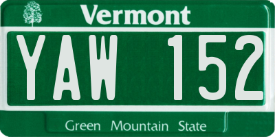 VT license plate YAW152