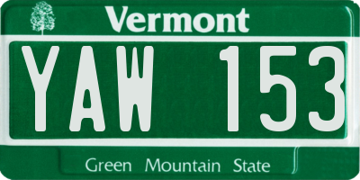 VT license plate YAW153