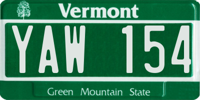 VT license plate YAW154