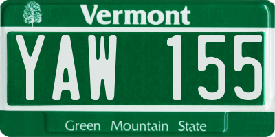 VT license plate YAW155