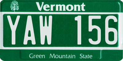 VT license plate YAW156