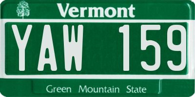 VT license plate YAW159