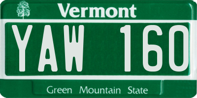 VT license plate YAW160