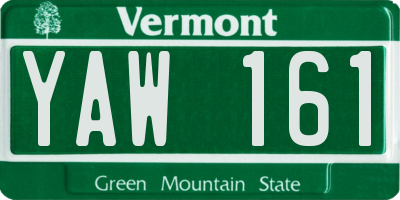 VT license plate YAW161