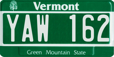 VT license plate YAW162