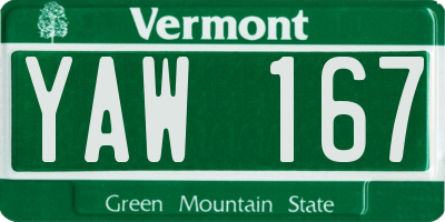VT license plate YAW167