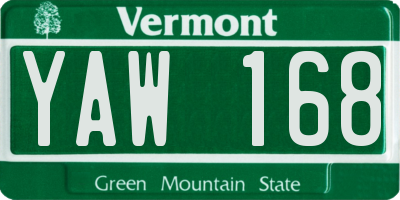 VT license plate YAW168