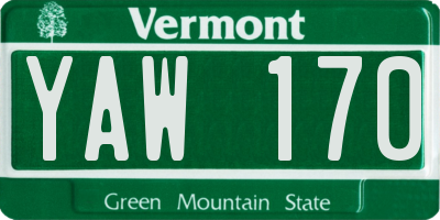 VT license plate YAW170