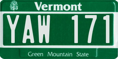 VT license plate YAW171
