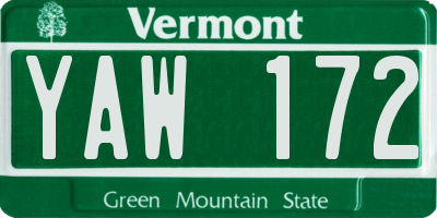 VT license plate YAW172