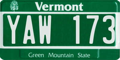 VT license plate YAW173