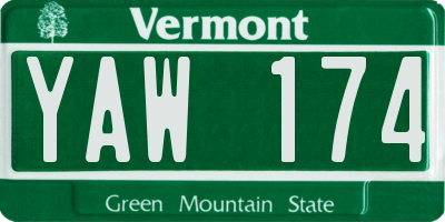 VT license plate YAW174