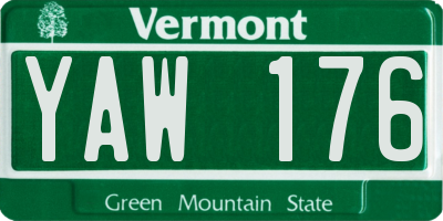 VT license plate YAW176