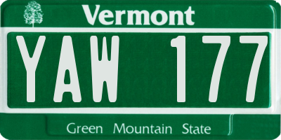 VT license plate YAW177