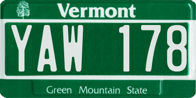 VT license plate YAW178