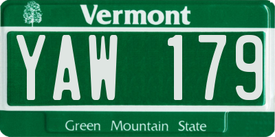 VT license plate YAW179