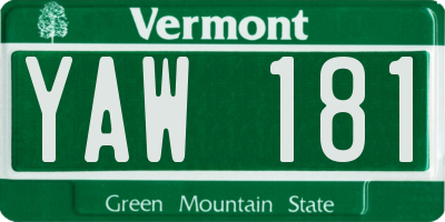 VT license plate YAW181
