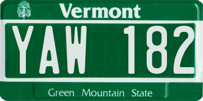 VT license plate YAW182