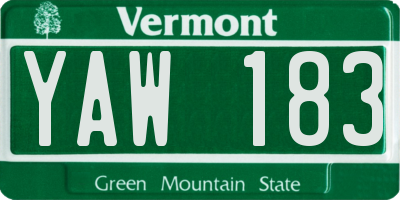 VT license plate YAW183