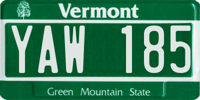 VT license plate YAW185