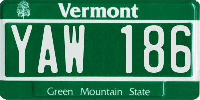 VT license plate YAW186