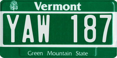 VT license plate YAW187