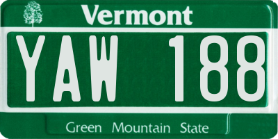 VT license plate YAW188