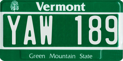 VT license plate YAW189