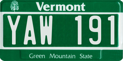 VT license plate YAW191